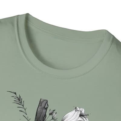 Monochrome Floral Cross T-Shirt | Botanical Cross Tee - Thumbnail 3