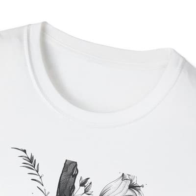 Monochrome Floral Cross T-Shirt | Botanical Cross Tee - Thumbnail 3