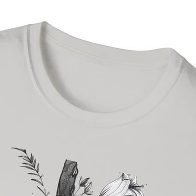 Monochrome Floral Cross T-Shirt | Botanical Cross Tee - Thumbnail 3