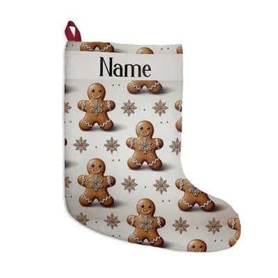 Gingerbread Pattern Personalized Christmas Stocking