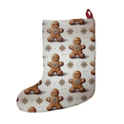 Gingerbread Pattern Personalized Christmas Stocking - Thumbnail 2