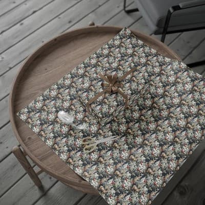 Woodland Deer Christmas Wrapping Paper Rustic Holiday Gift Wrap Winter Wildlife - Thumbnail 4