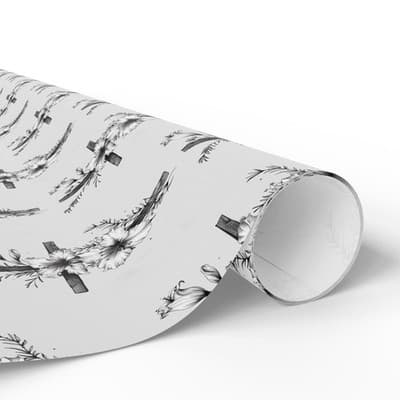 Floral Cross Christian Wrapping Papers | Christmas Gift Wrap | Holiday - Thumbnail 2