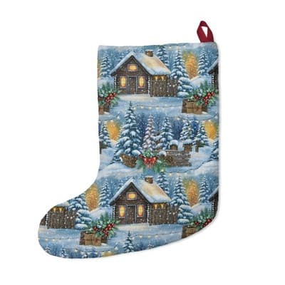 Personalized Winter Cabin Christmas Stocking - Thumbnail 2
