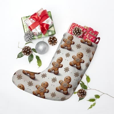 Gingerbread Pattern Personalized Christmas Stocking - Thumbnail 3