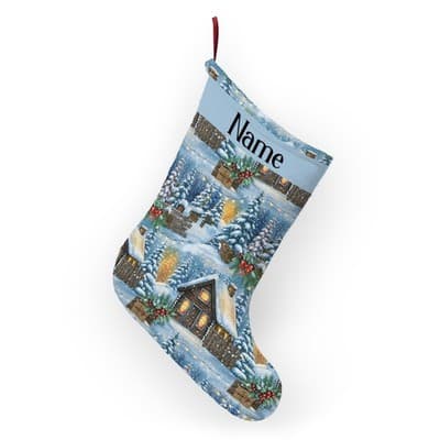 Personalized Winter Cabin Christmas Stocking - Thumbnail 4