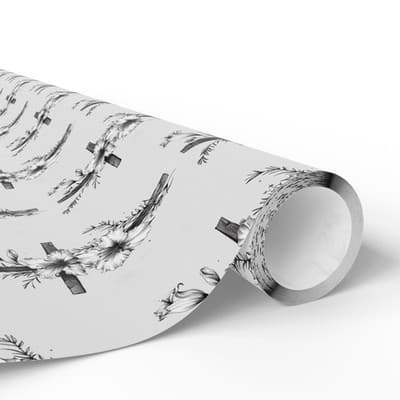 Floral Cross Christian Wrapping Papers | Christmas Gift Wrap | Holiday - Thumbnail 2
