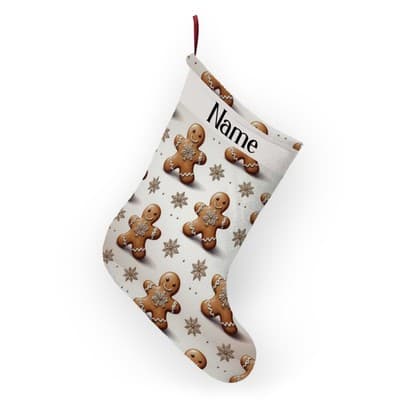 Gingerbread Pattern Personalized Christmas Stocking - Thumbnail 4