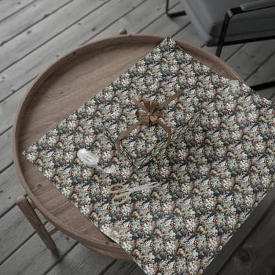 Woodland Deer Christmas Wrapping Paper Rustic Holiday Gift Wrap Winter Wildlife - Thumbnail 4
