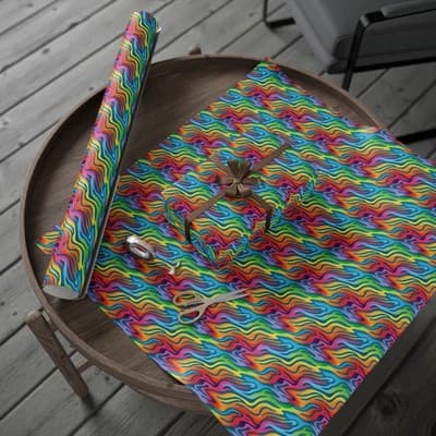 Rainbow Wrapping Paper Colorful Abstract Gift Wrap Kids Birthday Party - Thumbnail 4