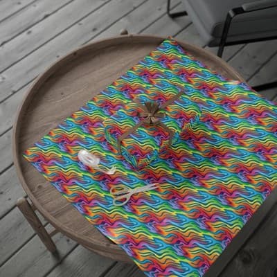Rainbow Wrapping Paper Colorful Abstract Gift Wrap Kids Birthday Party - Thumbnail 4