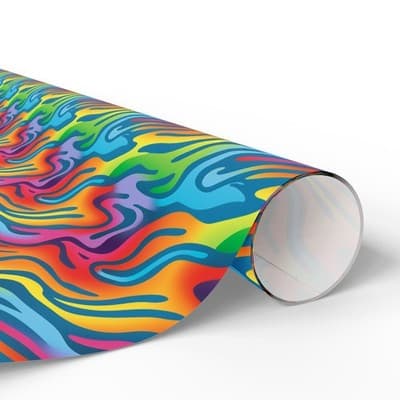 Rainbow Wrapping Paper Colorful Abstract Gift Wrap Kids Birthday Party - Thumbnail 2