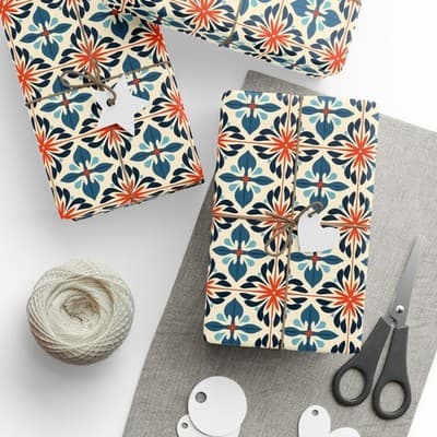 Moroccan Tile Wrapping Paper | Bohemian Gift Wrap | Unique Christmas Design