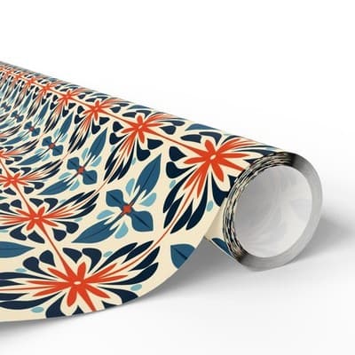 Moroccan Tile Wrapping Paper | Bohemian Gift Wrap | Unique Christmas Design - Thumbnail 2