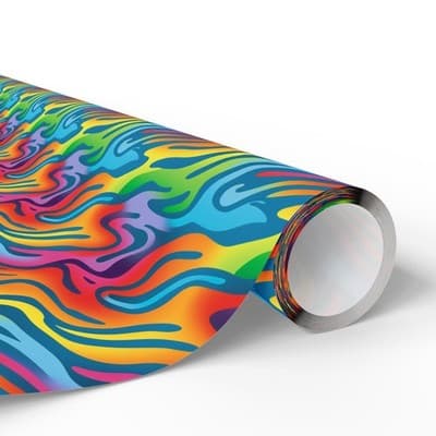Rainbow Wrapping Paper Colorful Abstract Gift Wrap Kids Birthday Party - Thumbnail 2