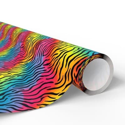 Rainbow Zebra Wrapping Paper Colorful Animal Print Gift Wrap Kids Birthday Party - Thumbnail 2