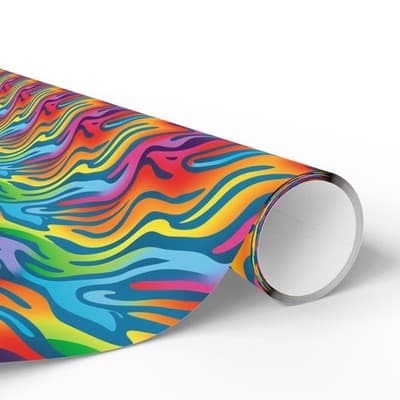 Rainbow Wrapping Paper Colorful Abstract Gift Wrap Kids Birthday Party - Thumbnail 2