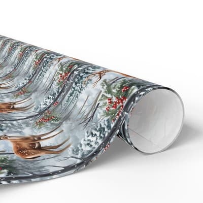 Majestic Deer Christmas Wrapping Paper Wonderland Gift Wrap Nature-Inspired - Thumbnail 2