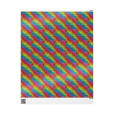 Rainbow Zebra Wrapping Paper Colorful Animal Print Gift Wrap Kids Birthday Party - Thumbnail 2