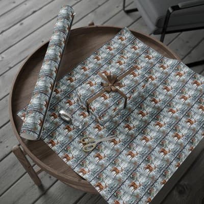 Majestic Deer Christmas Wrapping Paper Wonderland Gift Wrap Nature-Inspired - Thumbnail 4