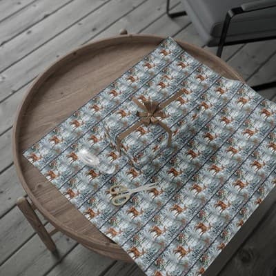 Majestic Deer Christmas Wrapping Paper Wonderland Gift Wrap Nature-Inspired - Thumbnail 4
