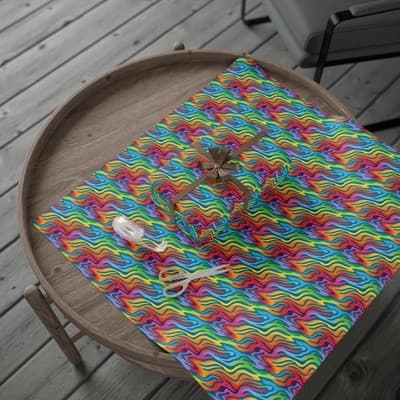 Rainbow Wrapping Paper Colorful Abstract Gift Wrap Kids Birthday Party - Thumbnail 4
