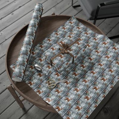 Majestic Deer Christmas Wrapping Paper Wonderland Gift Wrap Nature-Inspired - Thumbnail 4