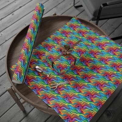Rainbow Wrapping Paper Colorful Abstract Gift Wrap Kids Birthday Party - Thumbnail 4