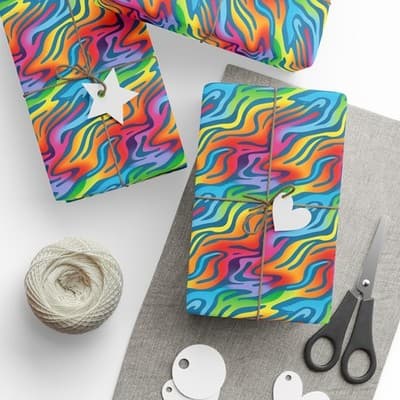 Rainbow Wrapping Paper Colorful Abstract Gift Wrap Kids Birthday Party - Thumbnail 3