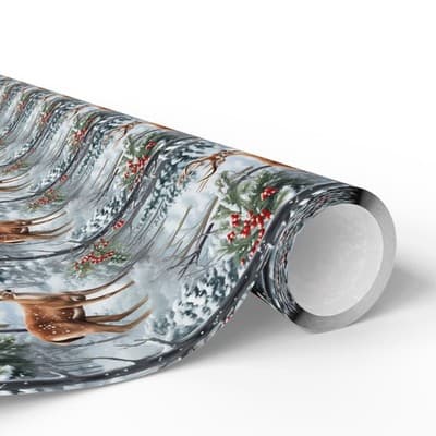 Majestic Deer Christmas Wrapping Paper Wonderland Gift Wrap Nature-Inspired - Thumbnail 2