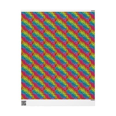 Rainbow Zebra Wrapping Paper Colorful Animal Print Gift Wrap Kids Birthday Party