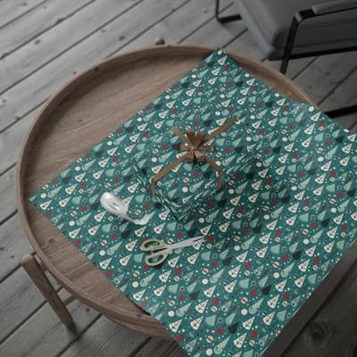 Mid-Century Modern Christmas Wrapping Paper Retro Holiday Gift Wrap Tree - Thumbnail 4