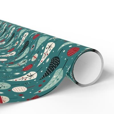 Mid-Century Modern Christmas Wrapping Paper Retro Holiday Gift Wrap Tree - Thumbnail 2