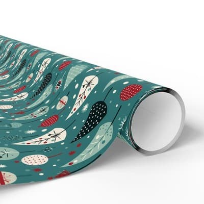 Mid-Century Modern Christmas Wrapping Paper Retro Holiday Gift Wrap Tree - Thumbnail 2