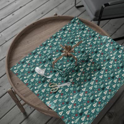 Mid-Century Modern Christmas Wrapping Paper Retro Holiday Gift Wrap Tree - Thumbnail 4