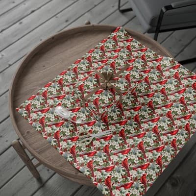 Cardinal Christmas Wrapping Paper | Bird and Holly Gift Wrap | Winter Wonderland - Thumbnail 4