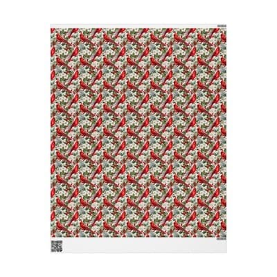 Cardinal Christmas Wrapping Paper | Bird and Holly Gift Wrap | Winter Wonderland - Thumbnail 3