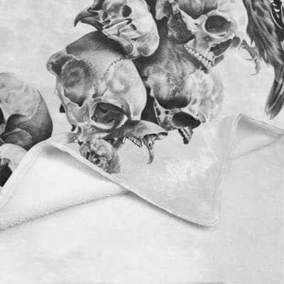 Feral Miss Skull & Bird Throw Blanket - Cozy Comfort Meets Bold Spirit - Thumbnail 4