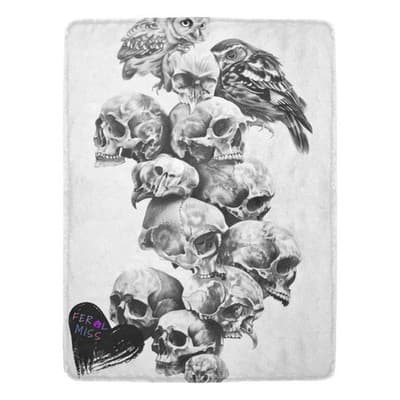 Feral Miss Skull & Bird Throw Blanket - Cozy Comfort Meets Bold Spirit