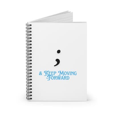 Keep Moving Forward Spiral Notebook | Semicolon Journal | Mental Health Gift - Thumbnail 2