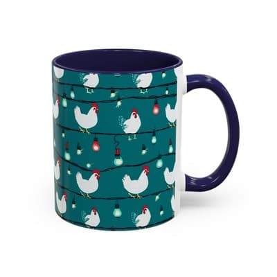 Chicken String Light Coffee Mug, Funny Farmhouse Holiday Gift, Rustic Decor - Thumbnail 2