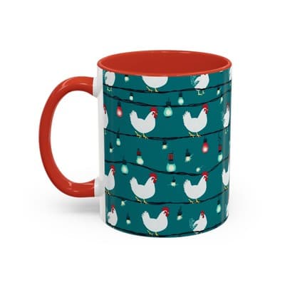 Chicken String Light Coffee Mug, Funny Farmhouse Holiday Gift, Rustic Decor - Thumbnail 3