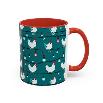 Chicken String Light Coffee Mug, Funny Farmhouse Holiday Gift, Rustic Decor - Thumbnail 2
