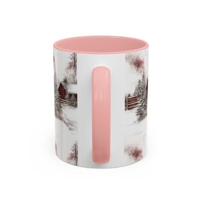 Rustic Winter Scene Coffee Mug, Holiday Gift, Cozy Cabin Decor, Snowy Farm Cup - Thumbnail 4
