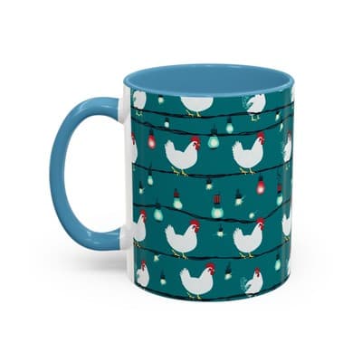 Chicken String Light Coffee Mug, Funny Farmhouse Holiday Gift, Rustic Decor - Thumbnail 3