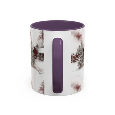 Rustic Winter Scene Coffee Mug, Holiday Gift, Cozy Cabin Decor, Snowy Farm Cup - Thumbnail 4