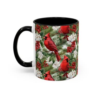 Christmas Cardinal Coffee Mug, Winter Bird Decor, Holiday Gift for Nature Lovers - Thumbnail 3