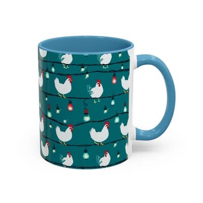 Chicken String Light Coffee Mug, Funny Farmhouse Holiday Gift, Rustic Decor - Thumbnail 2