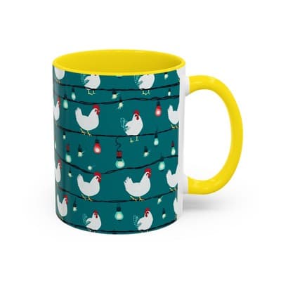 Chicken String Light Coffee Mug, Funny Farmhouse Holiday Gift, Rustic Decor - Thumbnail 2