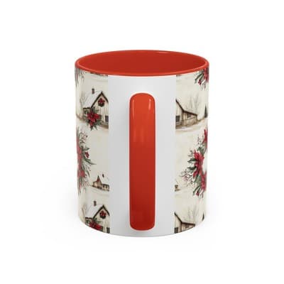 Festive Poinsettia Coffee Mug, Christmas Gift, Holiday Decor, Winter Kitchen - Thumbnail 4